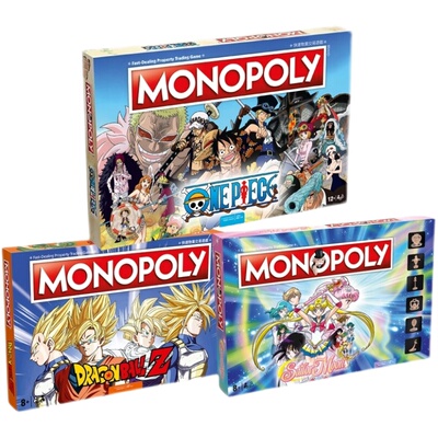 地产大亨桌游Monopoly龙珠海贼王美少女联名动漫大富翁正版卡牌