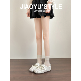 真皮~骄屿芭蕾德训鞋女2026春新款百搭小白鞋运动玛丽珍休闲板鞋