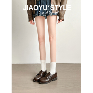 真皮~骄屿 内增高厚底乐福鞋女款2026新款春小个子增高单鞋小皮鞋