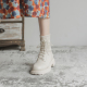 骄屿白色马丁靴女2023年新款厚底秋季小众设计感瘦瘦靴小个子短靴