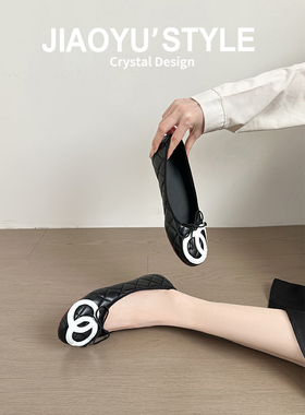 真皮~骄屿5cm内增高小香风浅口单鞋复古蝴蝶结芭蕾玛丽珍鞋奶奶鞋