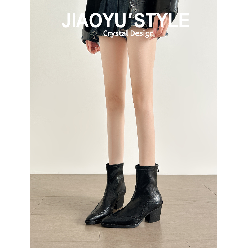 现货！！【免费试穿】牛皮短靴