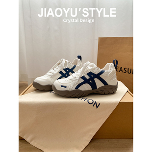 阿甘运动休闲板鞋 女2025秋冬新款 骄屿厚底内增高芭蕾德训鞋 真皮