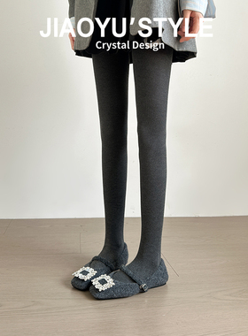 真皮~骄屿法式气质水钻晚晚风毛毛鞋女2025新款保暖加绒玛丽珍鞋