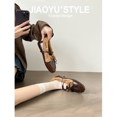 真皮 一字扣带毛毛棉鞋 骄屿复古加绒保暖玛丽珍单鞋 2025秋冬新款