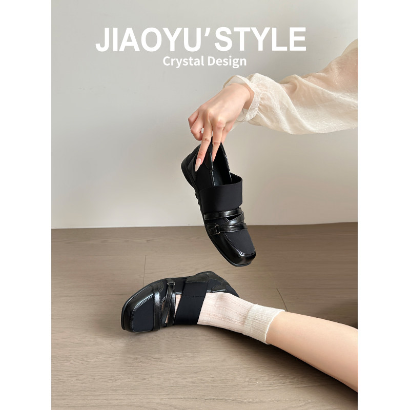 真皮~骄屿复古运动芭蕾风玛丽珍鞋女2026新款春新款内增高小皮鞋