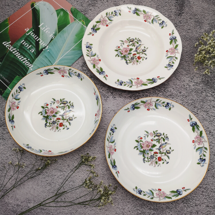 出口骨瓷北欧金丝雀汤盘饭盘圆盘