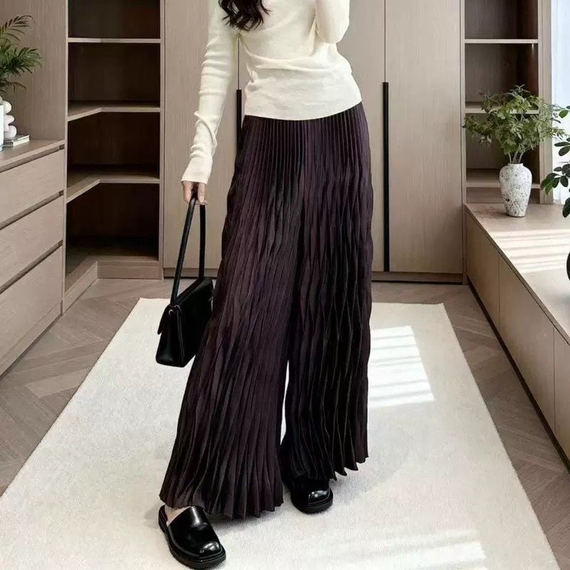 2025新款高定手工褶皱显瘦直筒裤