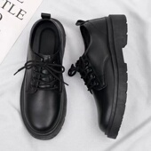 英伦风黑色休闲皮鞋 春秋季 男士 商务正装 男鞋 大头工作潮鞋 2023新款