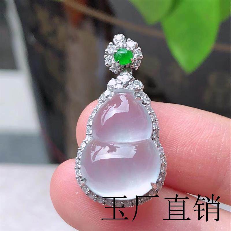翡翠色福禄吊坠镶嵌金冰种葫芦玉吊坠项链女挂件福禄精品送礼物