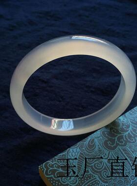 精选款巴西冰种白玛瑙荔枝冻白玉髓玛瑙手镯少女款玉镯子饰品手饰