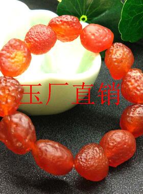 原石阿拉善戈壁葡萄干糖心玛瑙彩色单圈手串女款礼物饰品随形手链