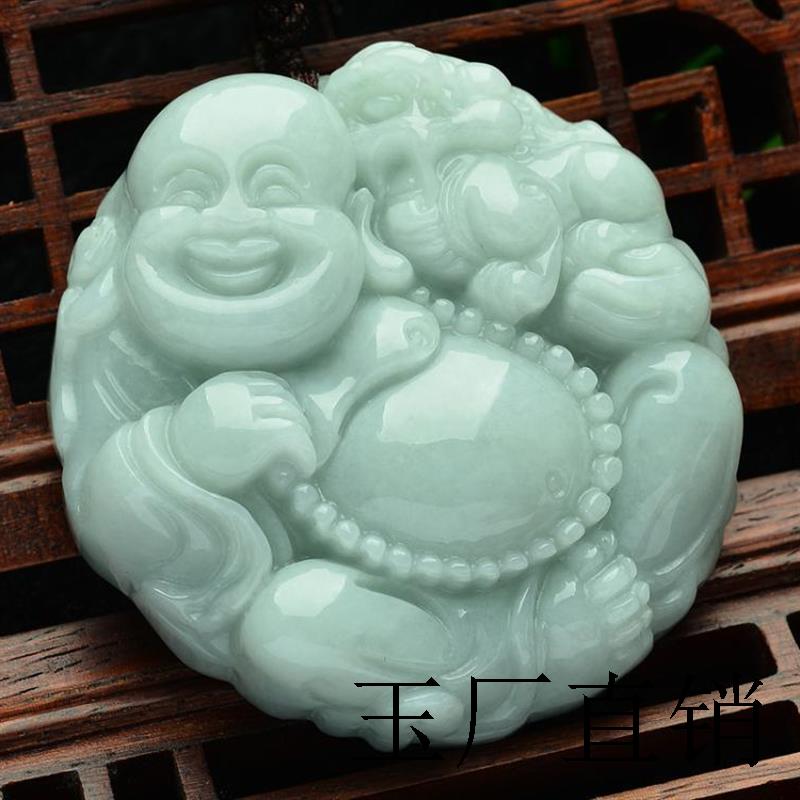 高端款缅甸招财佛吊坠翡翠色糯种貔貅佛挂件毛衣链精选挂件送礼物