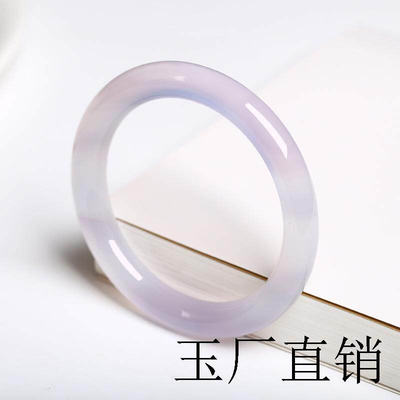 高端冰种白玛瑙玉手镯白月光翡翠色玉髓女款玉石冰透荔枝冻珠送礼