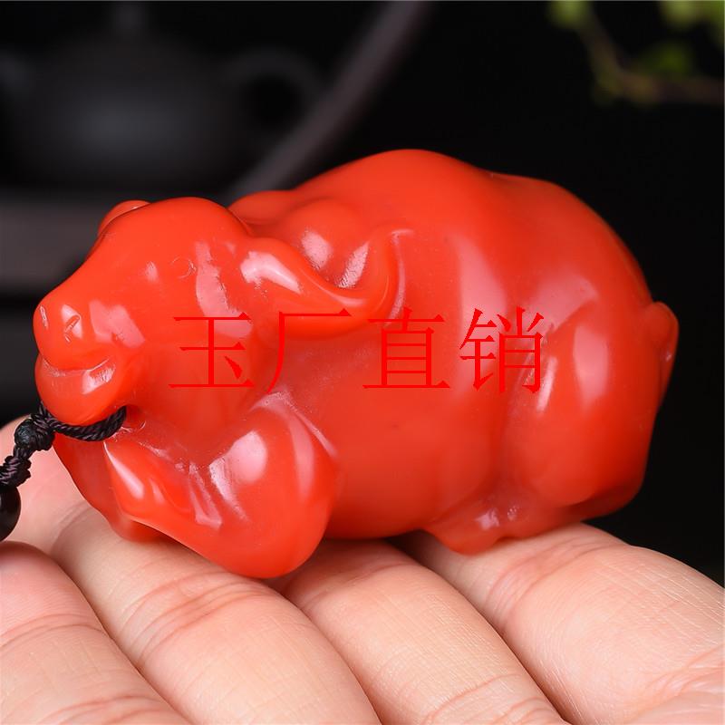 和田玉玉石生肖猪挂件红玉猪手把件招财玉立体猪手玩件本命年手饰