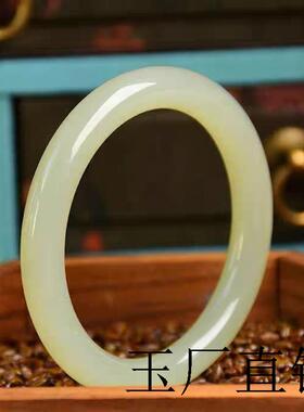 新疆和田玉色手镯女款细圆条青海料晴水美人条冰晴玉镯子晴水手镯