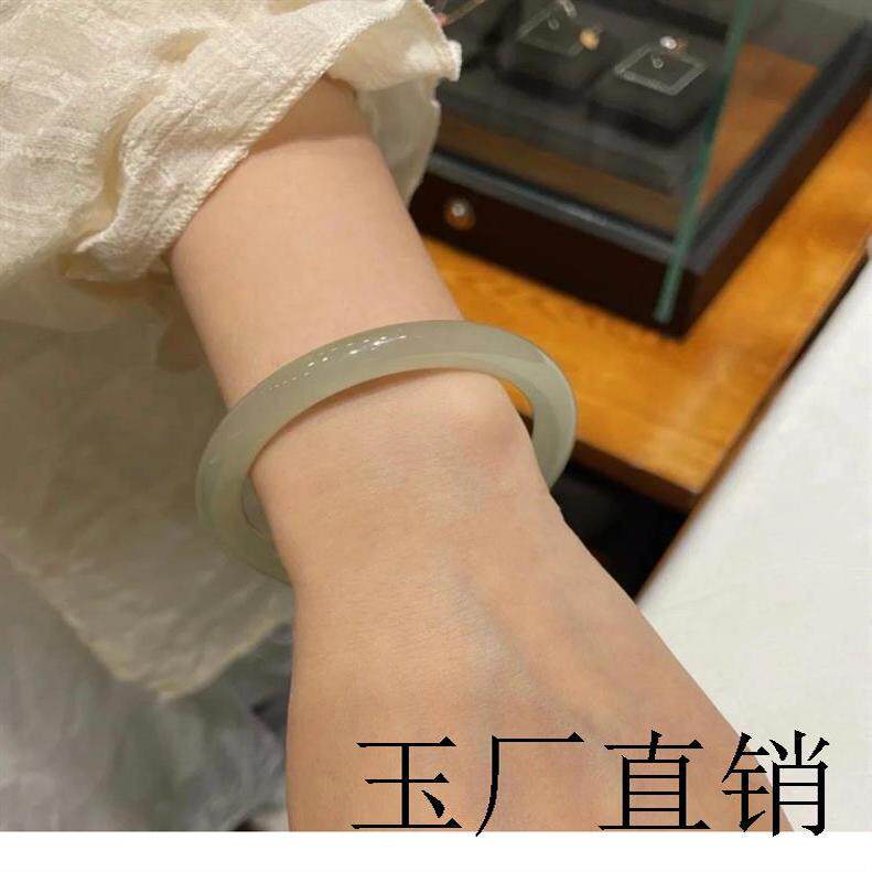 新疆和田玉青白玉手镯女款叮当镯高端冰种晴水青海料小细条玉镯子