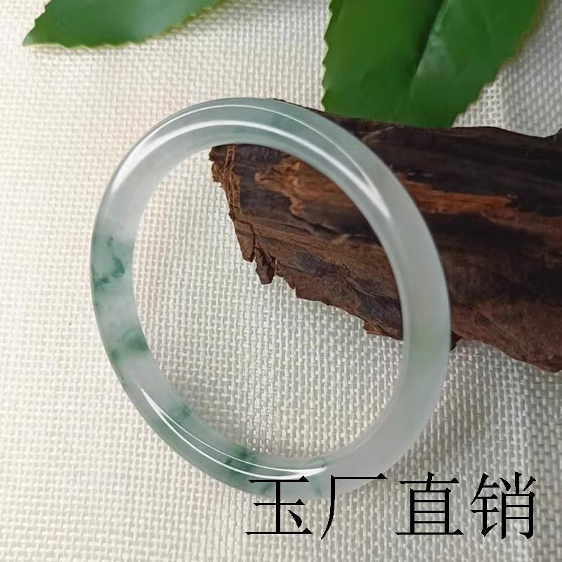 缅甸翡翠色手镯玉石冰种飘阳绿细圆条玉镯子学生叮当镯女款玉镯