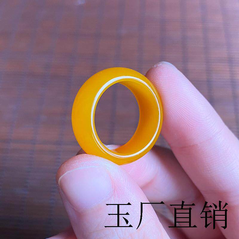云南黄龙玉鸡油黄玉石戒指女男情侣同款裸石戒圈玉指环手饰品送礼