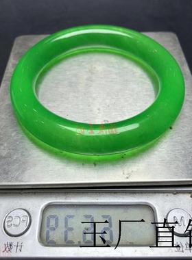 高端翡翠色冰种全阳绿细圆条玉手镯金丝玉满绿色玉石镯子精选款式