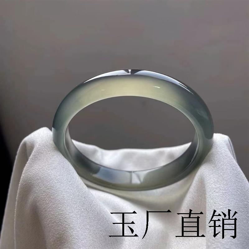 高端冰种库里蓝玛瑙手镯转运冰透玉镯玉石玉髓非翡翠女款镯子证书