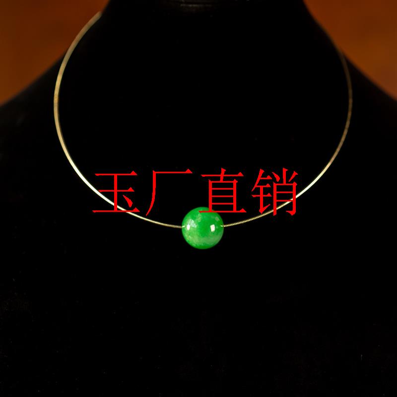 缅甸干青翡翠色玉磁吸项圈复古新中式项链饰品简约女款路路通颈链
