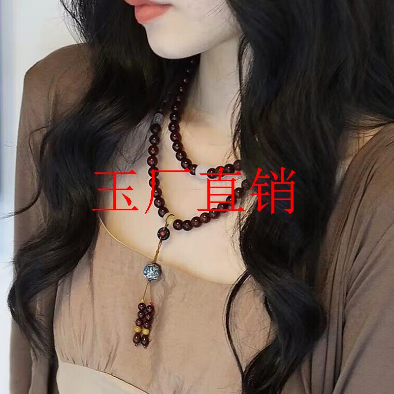 印度小叶紫檀108颗佛珠项链多圈手链两用款高密度油性男女款处理