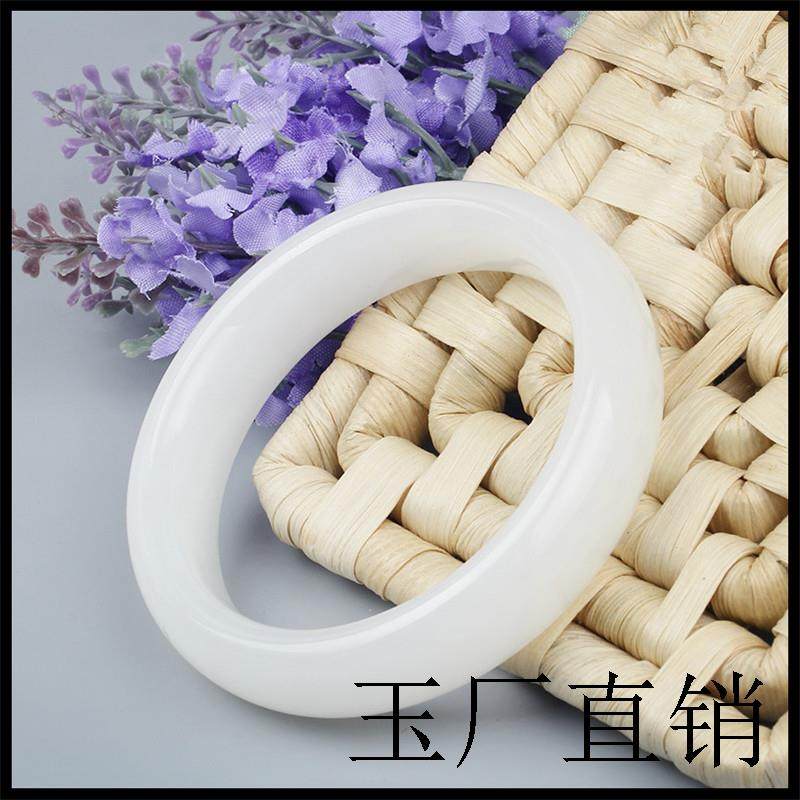 新疆和田白玉手镯羊脂玉女款玉石玉镯子首饰礼物送妈妈送老婆饰品
