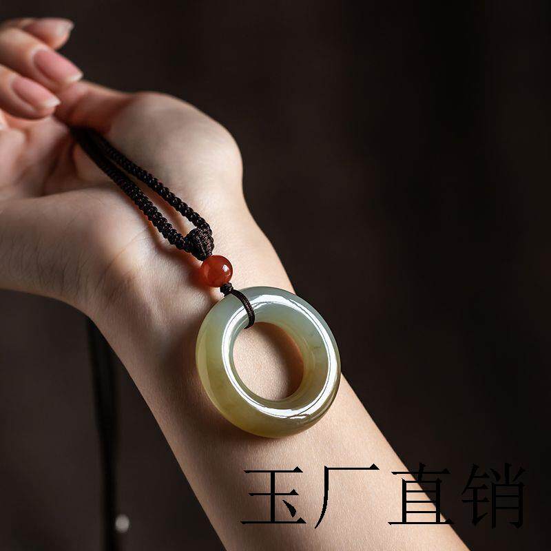 新疆和田玉平安扣挂绳吊坠男女同款项链玉坠玉石挂件高档精品玉佩