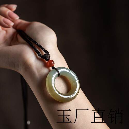 新疆和田玉平安扣挂绳吊坠男女同款项链玉坠玉石挂件高档精品玉佩