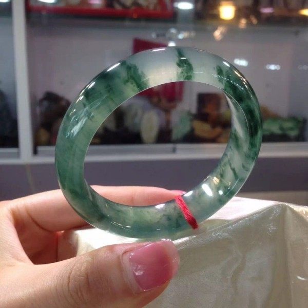 老坑精品冰种飘花山水画飘花翡翠色玉手镯老坑玉石收藏品特价包邮