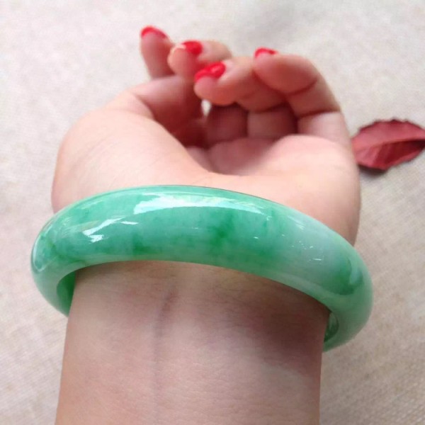 纯天然玉镯子冰种缅甸翡翠手镯阳绿玉手镯高端正品带证书翡翠手镯