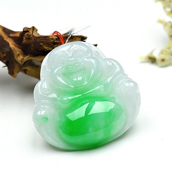 正宗冰种高端飘花翡翠佛公玉佛玉石弥勒佛吊坠玉坠挂件专柜正品