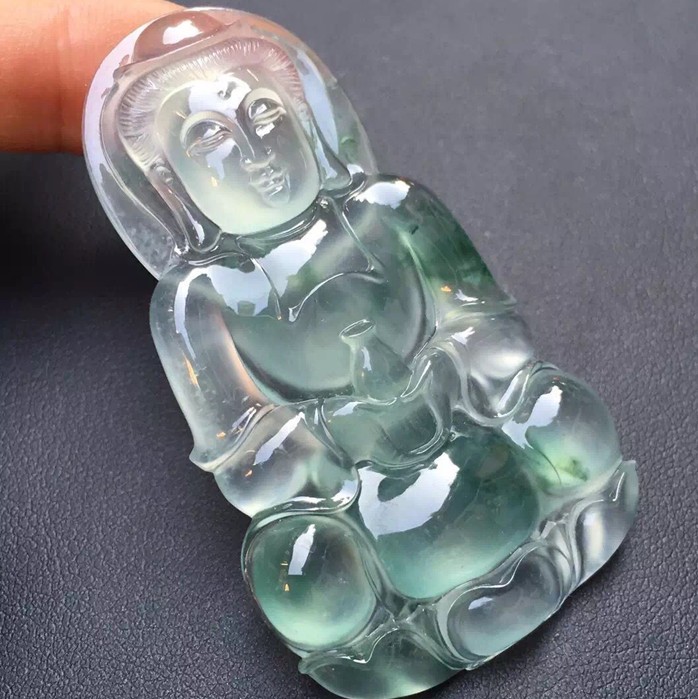 高档玉佛男款项链证书翡翠观音