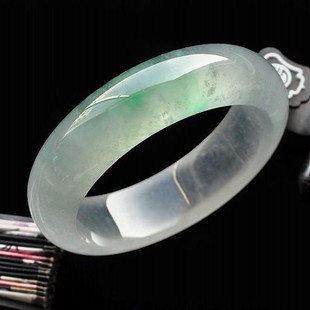 高端翡翠玉手镯老坑精品 冰种飘花水润通透玉镯飘绿翡翠镯子送礼