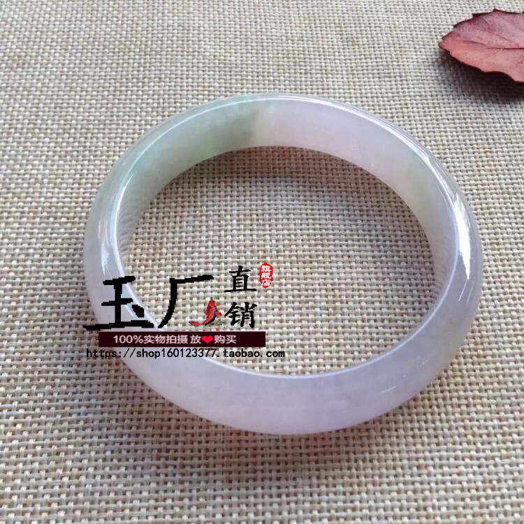 高端缅甸翡翠色手镯冰糯种浅紫罗兰飘花水润手镯浅绿色玉镯女款