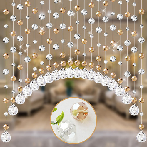 水晶珠帘门帘隔断屏风吊帘免打孔