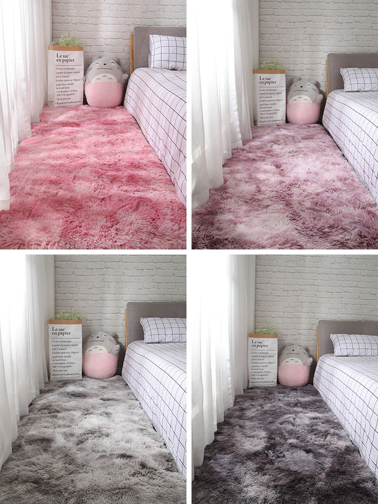 卧室地毯ins风北欧简约满铺房间飘窗加厚长毛绒客厅垫床边毯定制