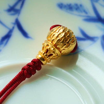 999足金佛头24K纯黄金三通佛塔佛珠配件纯金三通新款云纹加厚圆珠