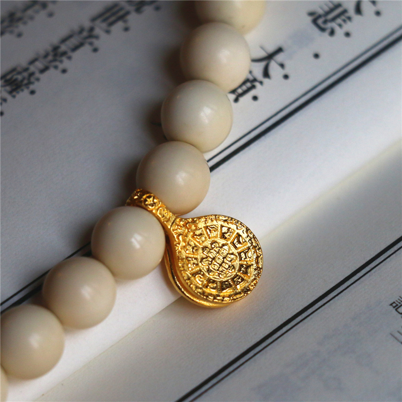 七玲珑24k纯金纯黄金999足金十二生肖九宫八卦双面卡子佛珠配件