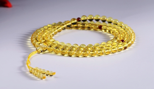 七玲珑波罗地海原矿琥珀金珀108佛珠念珠朝珠手串项链