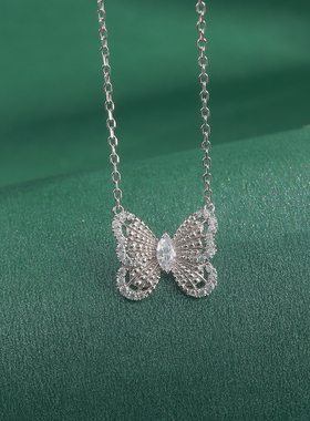 polkamarry蝴蝶银锁骨链女银项链