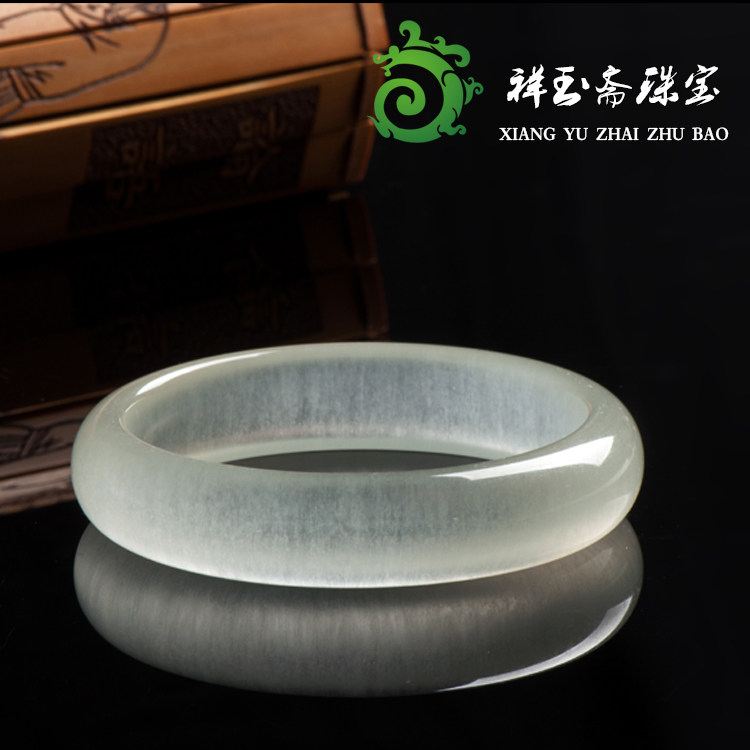 天然蚕丝玉手镯冰种玉镯女士玉镯子玉手镯 复古文艺手镯