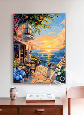 宫崎骏的夏天治愈系海边餐厅挂画客厅咖啡厅餐边柜玄关装饰摆画