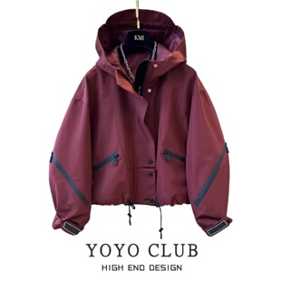 舒适外套潮 时尚 品牌折扣欧货时髦洋气带帽冲锋衣女2026年春季 大码