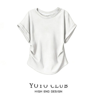 新款 高级感修身 纯色收腰短袖 女装 百搭T恤潮 大码 品牌折扣2026夏季