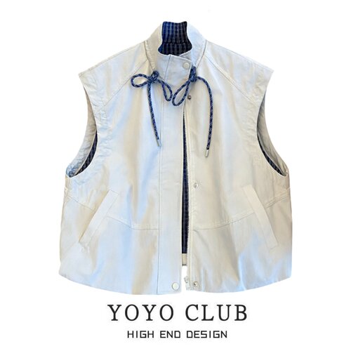 美式大码休闲叠穿无袖洋气马夹女