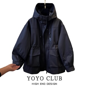 胖MM百搭显瘦冲锋衣 大码 品牌折扣欧货收腰连帽工装 外套女2026春季