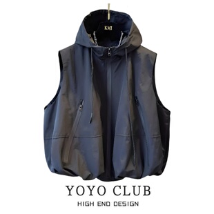 新款 休闲马甲2026春季 简约百搭外套 连帽抽绳时尚 品牌折扣胖MM大码