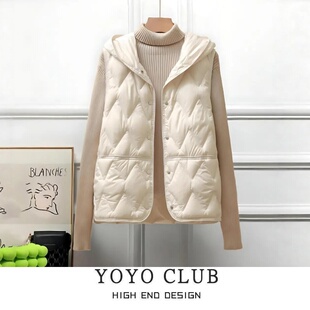 新款 简约连帽外套2025秋冬季 宽松保暖马甲女 胖MM美式 品牌折扣大码